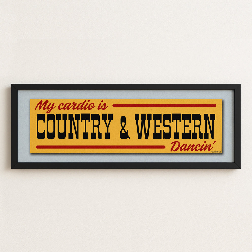 Framed Country & Western Cardio Gold Bumper Sticker Art Print