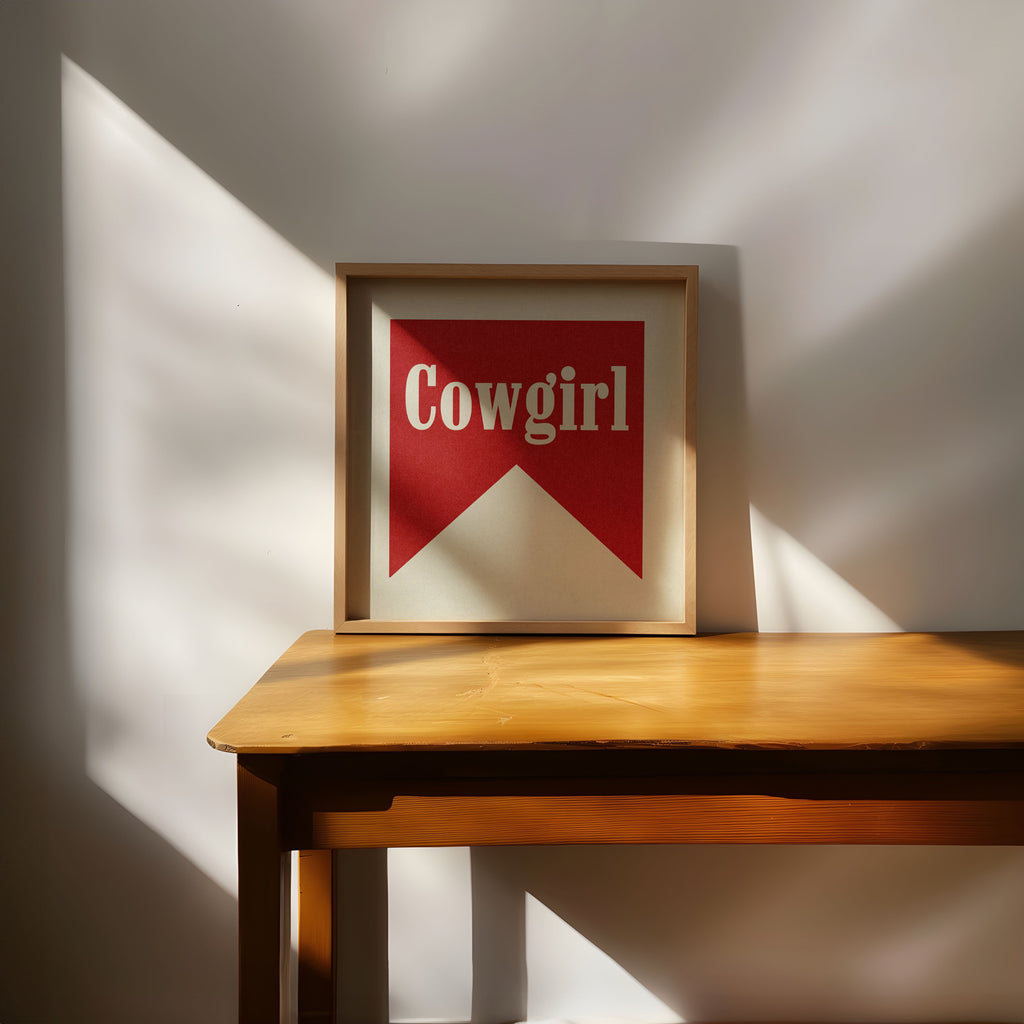 Cowgirl Banner Typography Square Home Decor Art Print Poster