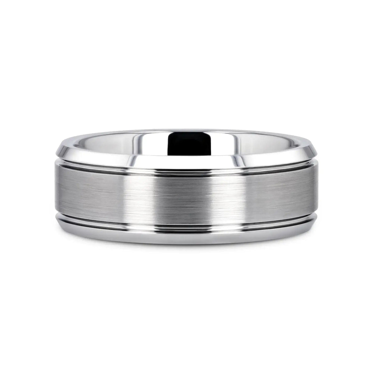 CRONUS Brushed Center with Polished Bevels Tungsten Wedding Band - 6mm & 8mm