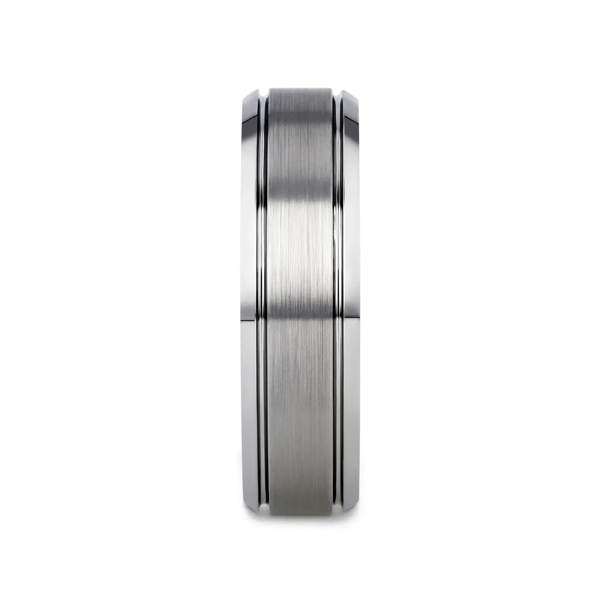 CRONUS Brushed Center with Polished Bevels Tungsten Wedding Band - 6mm & 8mm