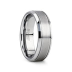 CRONUS Brushed Center with Polished Bevels Tungsten Wedding Band - 6mm & 8mm