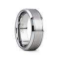 CRONUS Brushed Center with Polished Bevels Tungsten Wedding Band - 6mm & 8mm