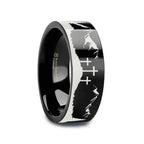 MOUNTAIN MAJESTY Laser Engraved Black Tungsten Carbide Ring