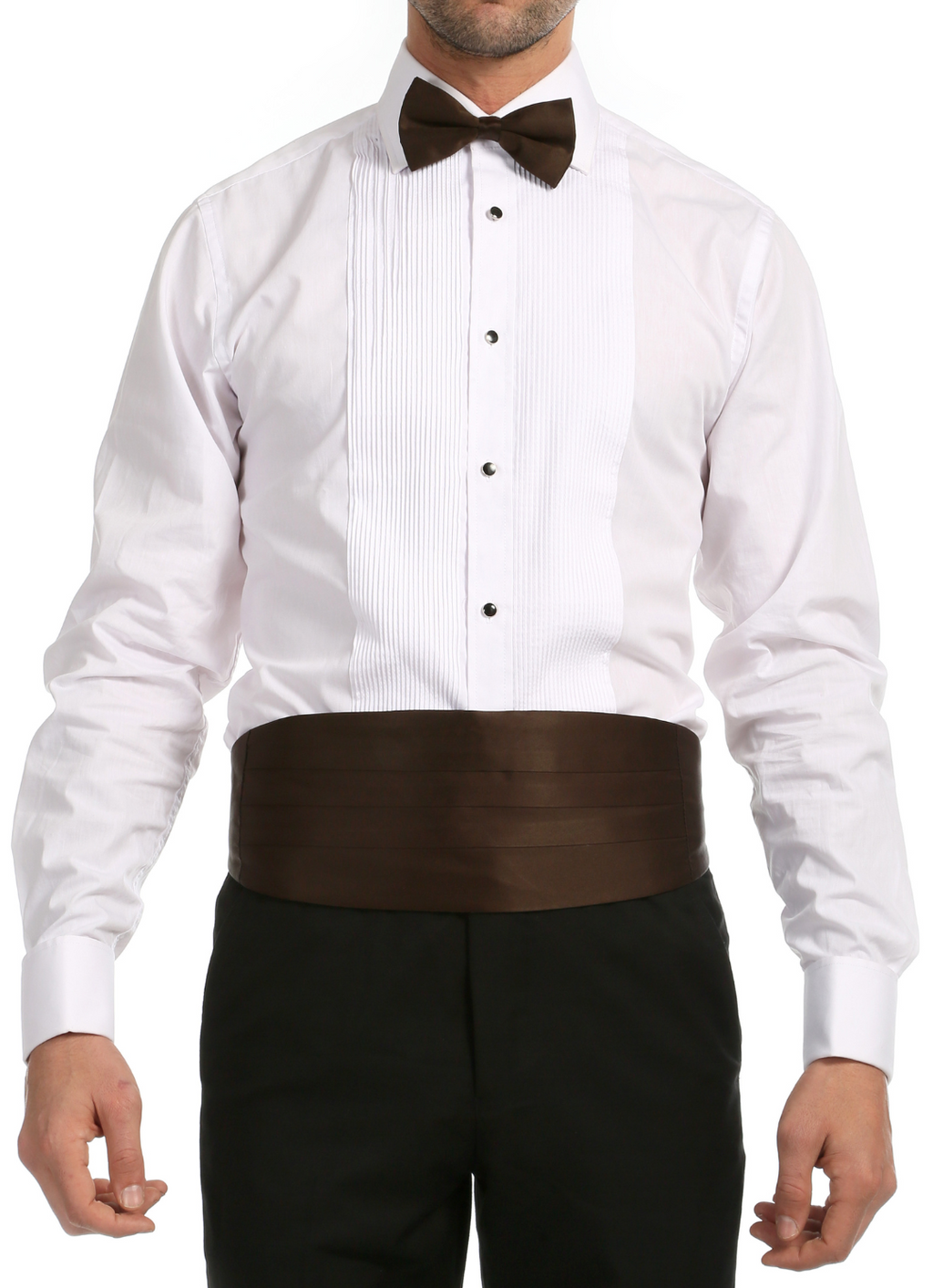 Men's Brown Satin Cummerbund & Bow Tie Set – Adjustable Tuxedo Set