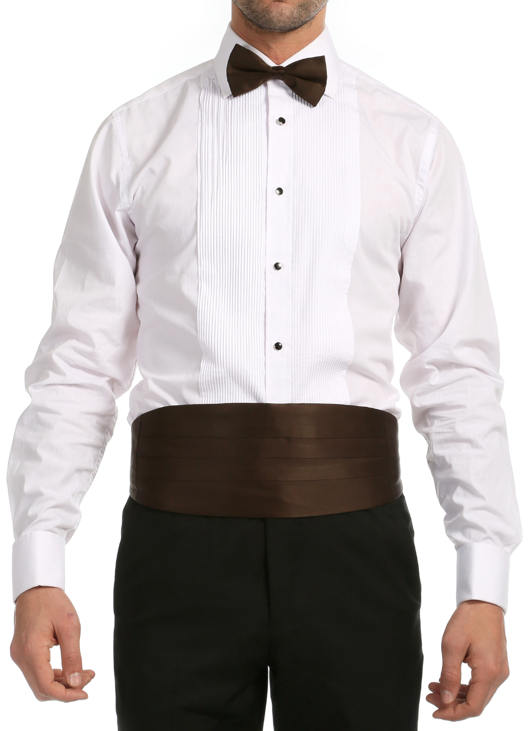 Men's Brown Satin Cummerbund & Bow Tie Set – Adjustable Tuxedo Set
