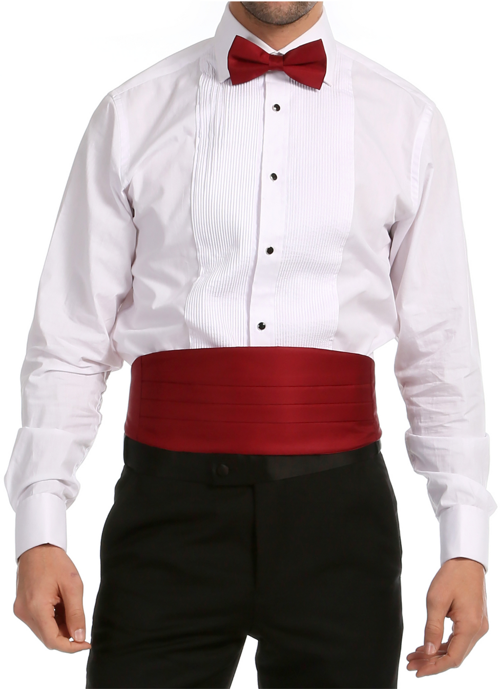 Men's Burgundy Satin Cummerbund & Bow Tie Set – Adjustable Tuxedo Set
