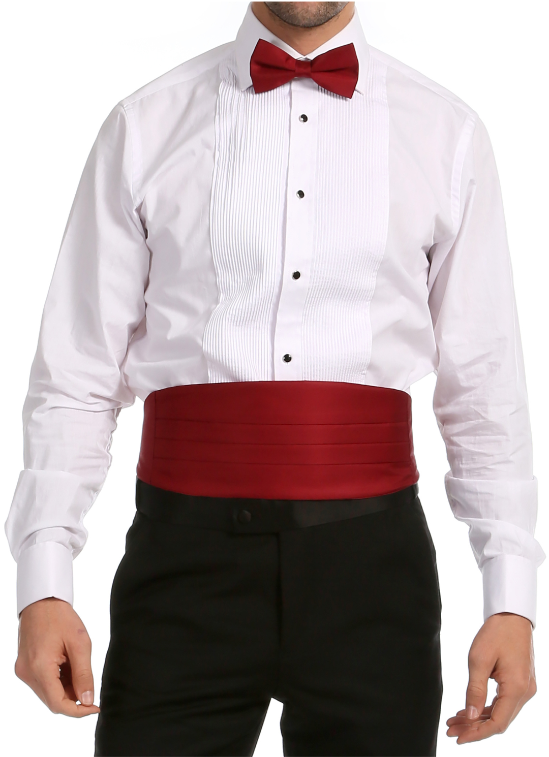 Men's Burgundy Satin Cummerbund & Bow Tie Set – Adjustable Tuxedo Set