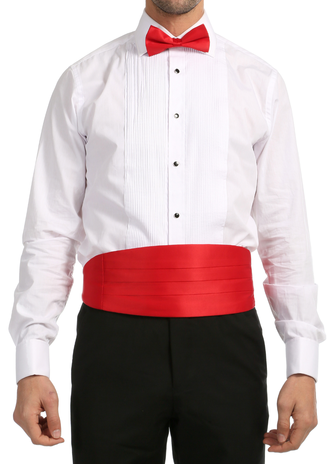 Men's Red Satin Cummerbund & Bow Tie Set – Adjustable Tuxedo Set