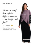Pima Cotton Mixed Media Boxy T-Shirt - Capri