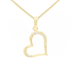 Cubic Zirconia 14K Gold Filled Heart Subtle Pendant Necklace Set
