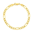 4.5mm 14k Yellow Gold Solid Figaro Bracelet