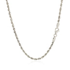 2.5mm 14k White Gold Solid Diamond Cut Rope Chain