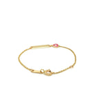 14k Yellow Gold 5 1/2 inch Childrens ID Bracelet with Enameled Heart
