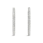 Oval Shape Two Sided Diamond Hoop Earrings in 14k White Gold (2 cttw)