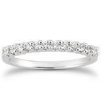 14k White Gold Fancy U Setting Shared Prong Diamond Wedding Ring Band