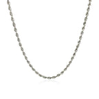 2.25mm 14k White Gold Solid Diamond Cut Rope Chain