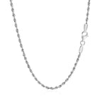2.25mm 14k White Gold Solid Diamond Cut Rope Chain