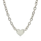 Sterling Silver Rhodium Plated Chain Bracelet with a Flat Heart Motif Station