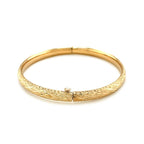 14k Yellow Gold Diamond Cut Design Dome Motif Childrens Bangle (5.50 mm)