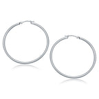 14k White Gold Polished Hoop Earrings (2x40mm)