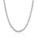 Rhodium Plated 4.7mm Sterling Silver Curb Style Chain