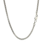 Rhodium Plated 2.5mm Sterling Silver Popcorn Style Chain (2.50 mm)