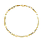 14k Two-Tone Gold Fancy Bar Style Mens Bracelet with Curved Connectors (9.65 mm)