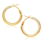 14k Yellow Gold High Polish  Hoop Earrings(2x20mm)