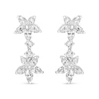 18k White Gold 6.0 Cttw Marquise Diamond Floral Dangle Drop Earrings (E-F Color, VS1-VS2 Clarity)
