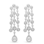 18K White Gold 4 3/4 Cttw Diamond Double Teardrop Waterfall Dangle Earrings (H-I Color, VS1-VS2 Clarity)