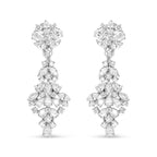 18K White Gold 9 1/2 Cttw Diamond Cluster Drop Dangle Clip-On Earrings (F-G Color, VS1-VS2 Clarity)