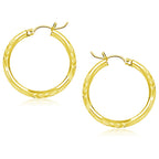 14k Yellow Gold Diamond Cut Hoop Earrings (25mm)