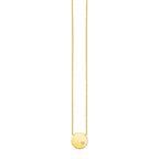 14k Yellow Gold Necklace with Polished Round Pendant with Diamond