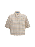 Shirt Checked Poplin Natural/Lilac