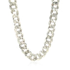 Rhodium Plated 9.5mm Sterling Silver Curb Style Chain