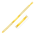 14k Two Tone Gold 8 1/2 inch Mens Curb Chain ID Bracelet with White Pave