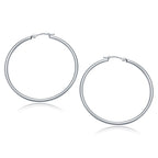 10k White Gold Polished Hoop Earrings (40 mm)