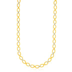 14k Two-Tone Gold Multi-Textured Oval Link Fancy Necklace