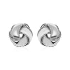 Textured and Polished Love Knot Earrings in Sterling Silver