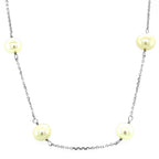 14k White Gold Necklace with White Pearls