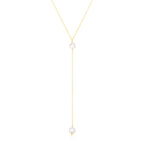14k Yellow Gold Lariat Necklace with Pearls
