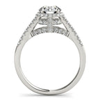 14k White Gold Round Cut Pave Set Shank Diamond Engagement Ring (1 3/8 cttw)