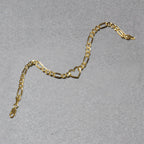14k Yellow Gold 7 inch Figaro Chain Bracelet with Heart (4.50 mm)