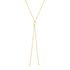 14k Yellow Gold Adjustable Heart Style Lariat Necklace