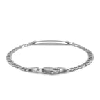 14k White Gold Curb Link Chain Polished Childrens ID Bracelet (3.00 mm)