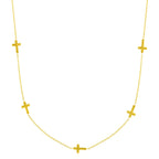 14k Yellow Gold Chain Necklace with Cross Stations