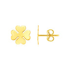 14K Yellow Gold Four Leaf Clover Earrings