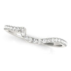14k White Gold Round Pave Setting Curved Diamond Wedding Ring (1/5 cttw)