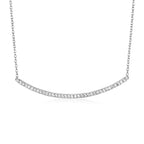 Sterling Silver Curved Bar Necklace with Cubic Zirconias