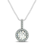 14k White Gold Diamond Halo Round Style Pendant (5/8 cttw)